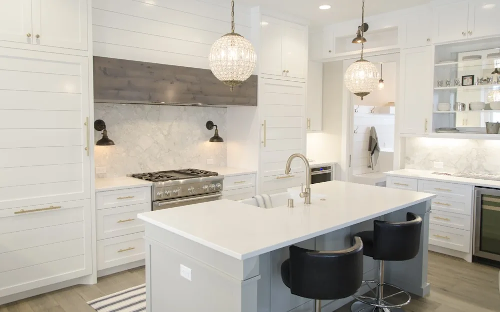 A modern kitchen with a built-in oven, cleaned to inspection standard.